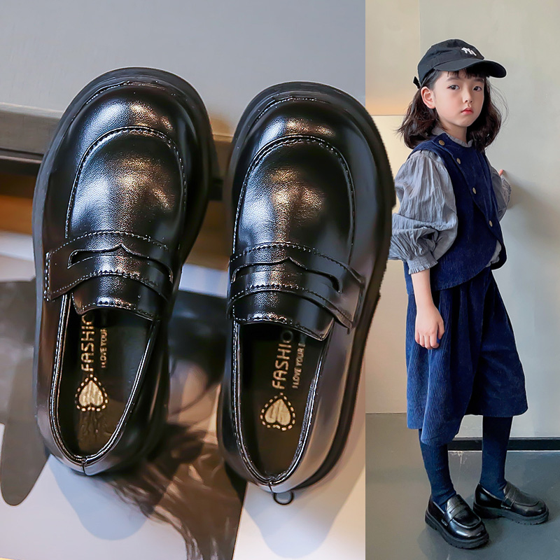 夏季款英伦风儿童黑色演出鞋小女孩学生西装礼服鞋男生皮鞋软底鞋