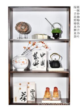 新中式样板间客厅玄关酒店柜台中古风搭配组合装饰品高级感摆件