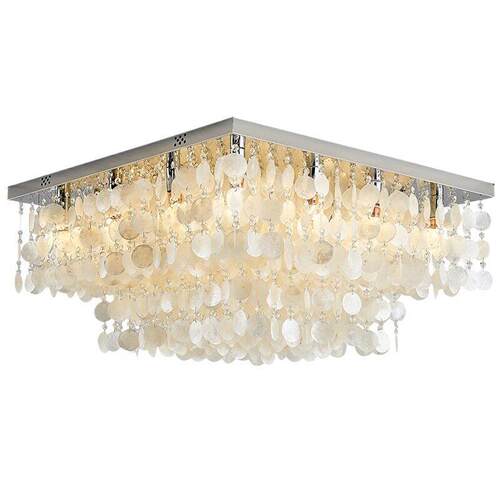 日式现简约贝壳客厅水晶吸顶灯主灯长方形卧室家用LED灯具