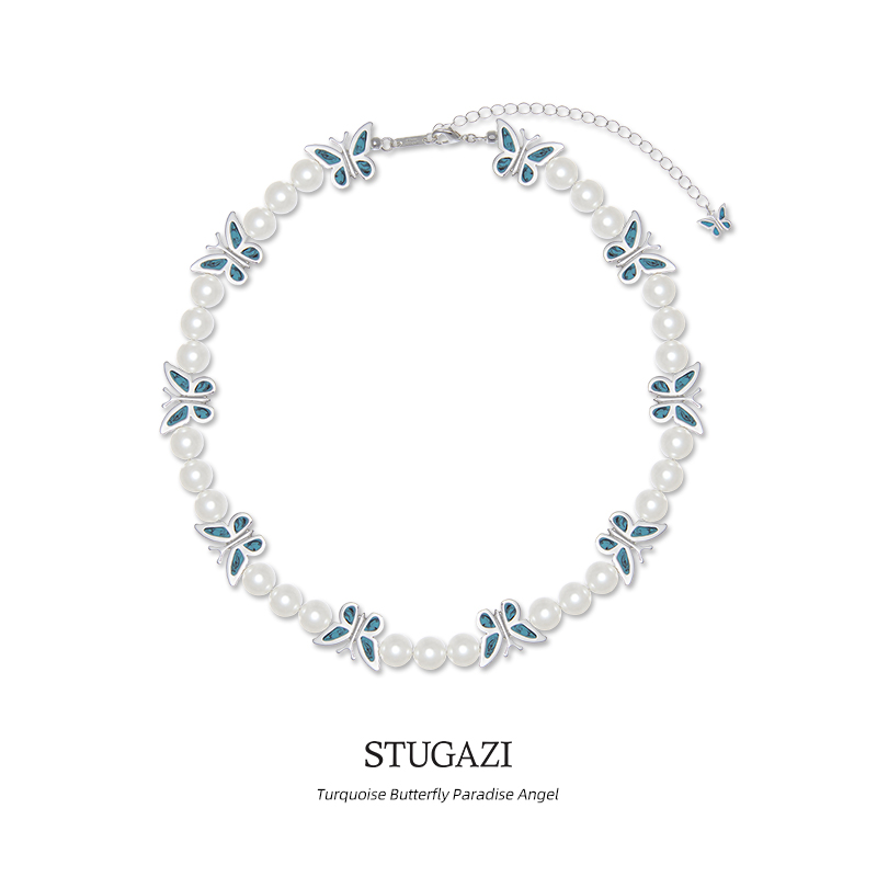 stugazibutterfly paradise angel 青蝴蝶珍珠项链