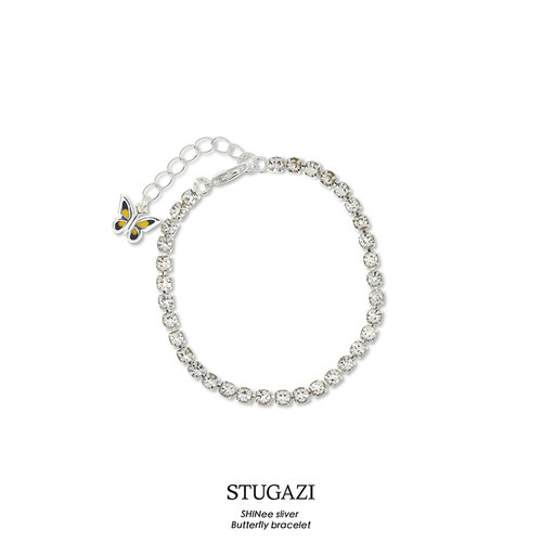 银色满钻蝴蝶手链小众ins脚链