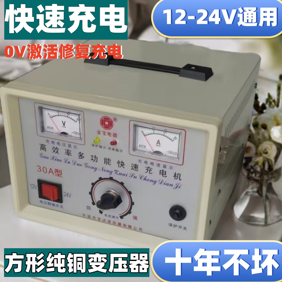 金宝12V24V48V30A汽汽车电瓶充电器