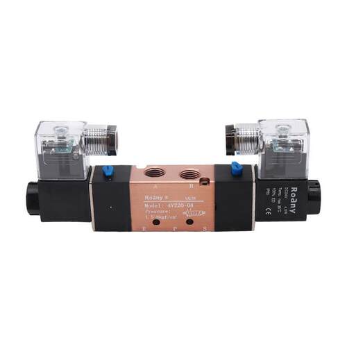 双头二位五通电磁阀双线圈4V220-084V320-104V420-15DC24VC220