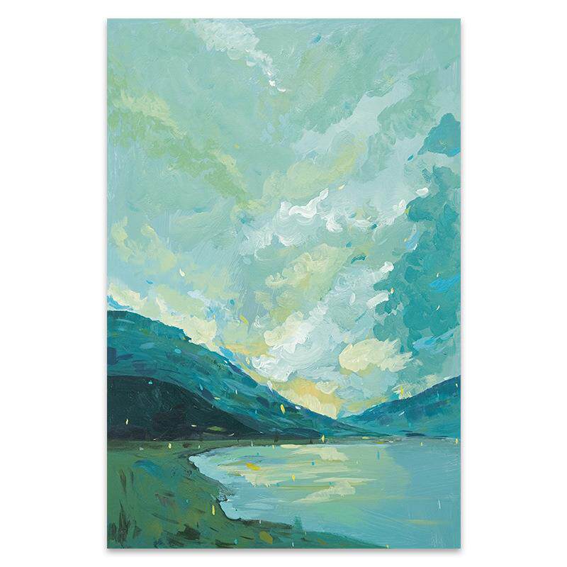 山水风景手工手绘立体装饰画实木框条挂画背景墙装饰厂家直销