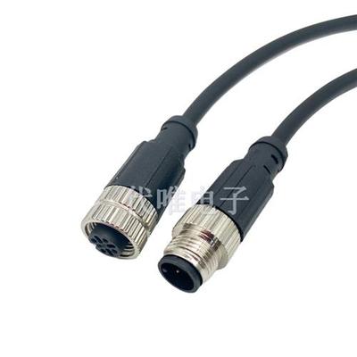 M12连接器防水公母4芯5芯8芯12芯电缆线 线接头感测器控制接近开