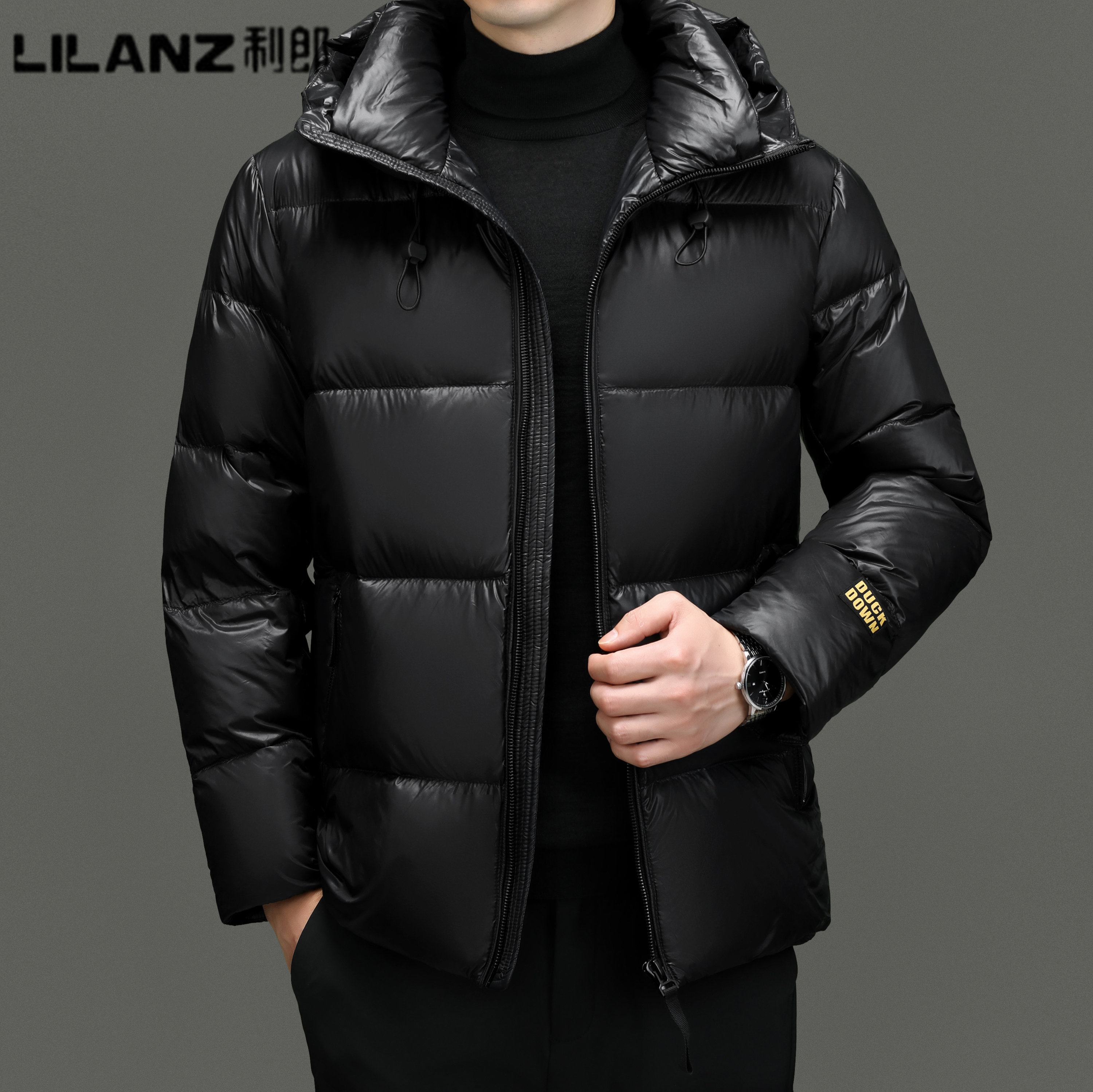 利郎男装羽绒服连帽加厚保暖白鸭绒冬季新款时尚休闲百搭男士外套