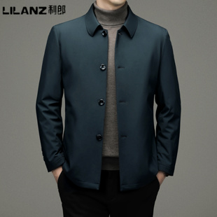 利郎男装秋冬季厚款羽绒夹克男中年爸爸本命年红色中老年轻薄外套