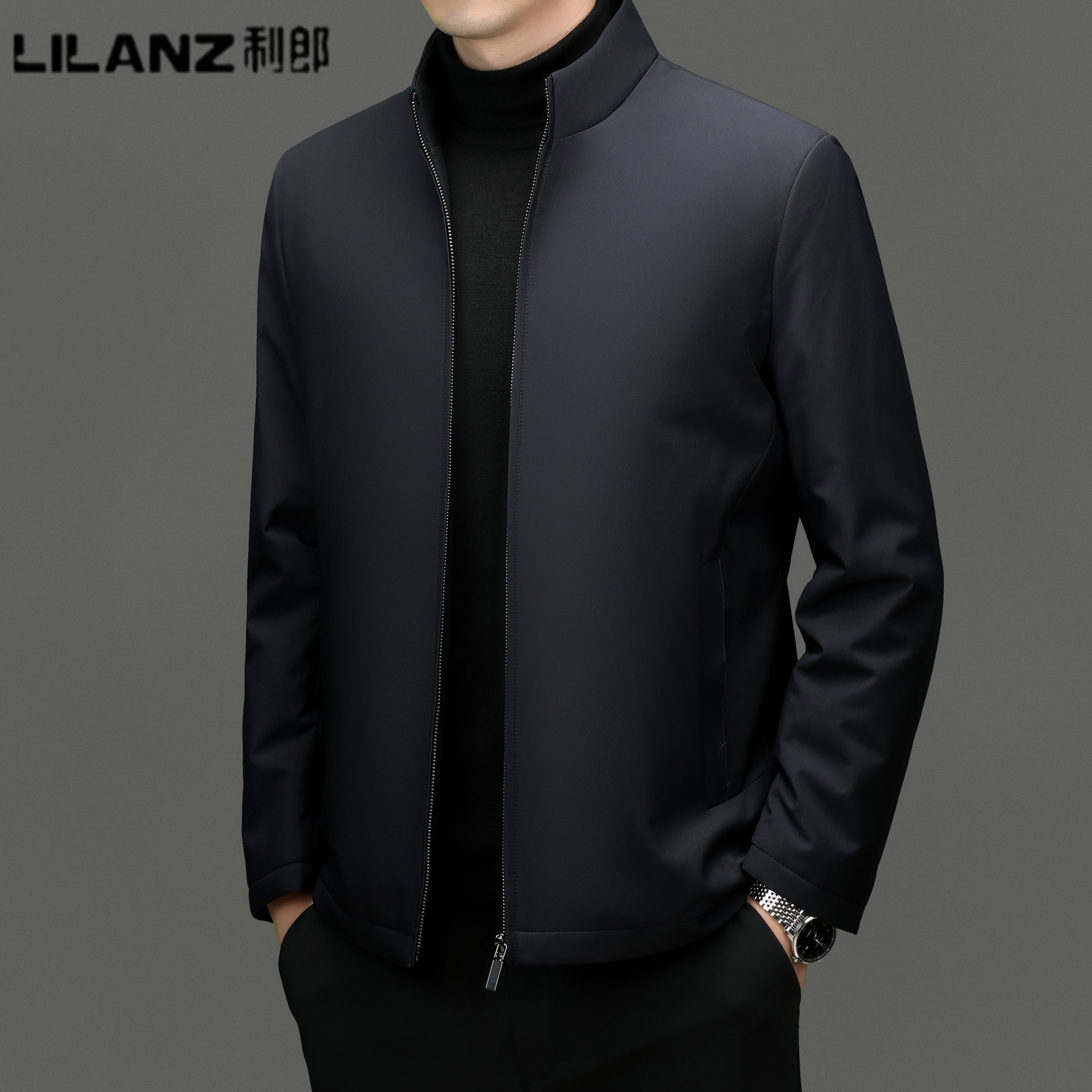 利郎男装秋冬季加棉夹克男士加厚外套立领商务休闲棉服爸爸装棉衣