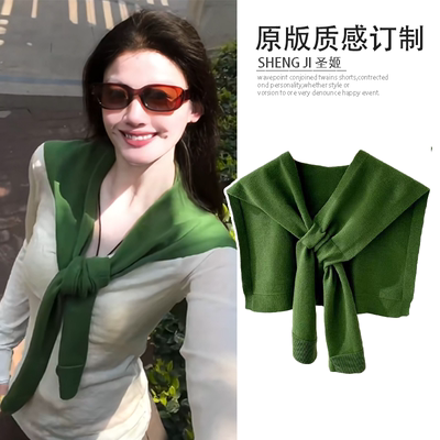 巨出片！超显白墨绿色针织披肩