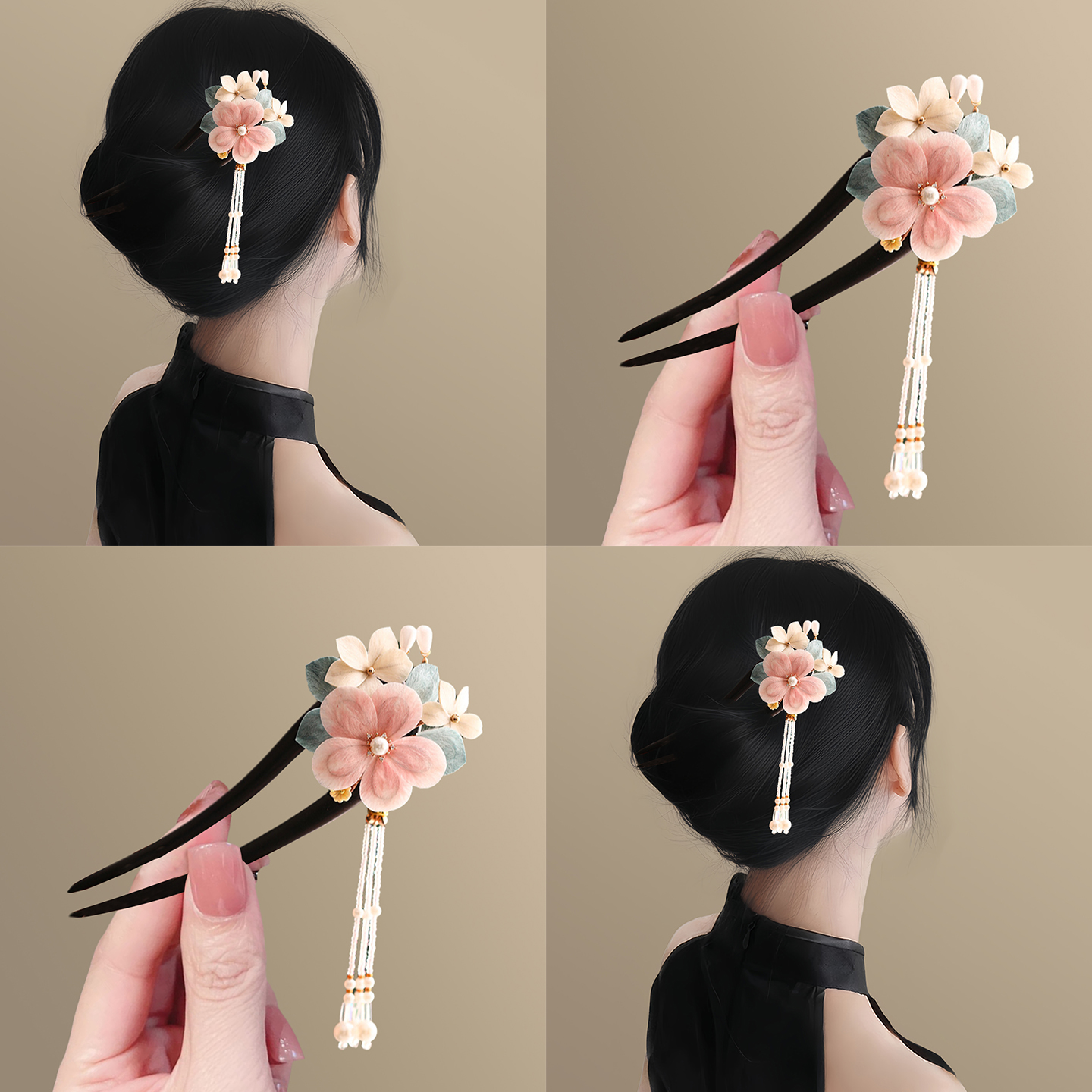 花径风柔！设计绒花蚕丝花瓣发簪