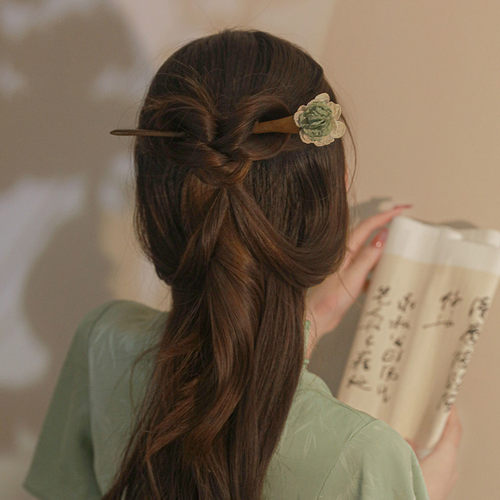 小清新可爱山茶花发簪女古风汉服
