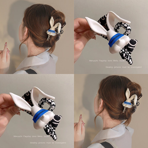 绅士兔子发夹蝴蝶结头饰高级感