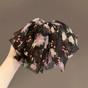 飘逸雪纺优雅碎花弹簧夹温柔法式发夹简约大气飘带蝴蝶结夹顶发饰