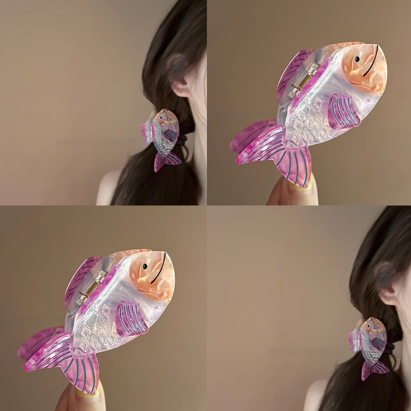 梦幻鱼泡~彩色可爱醋酸小鱼抓夹