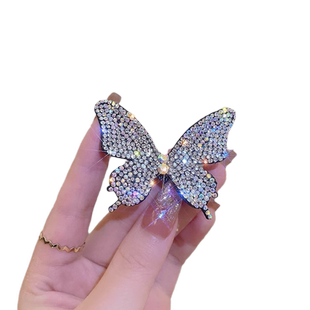 大蝴蝶闪钻发夹边夹少女网红韩国顶夹发卡简约风气质侧边夹子头饰