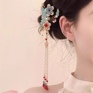 「小家碧玉」古风烧蓝流苏发夹新中式旗袍马面裙步摇头饰盘发夹子