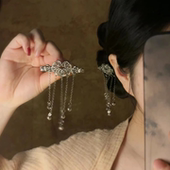 锁绾｜银色镂空平安锁铃铛流苏发夹民族风气质百搭雕花盘发发饰女