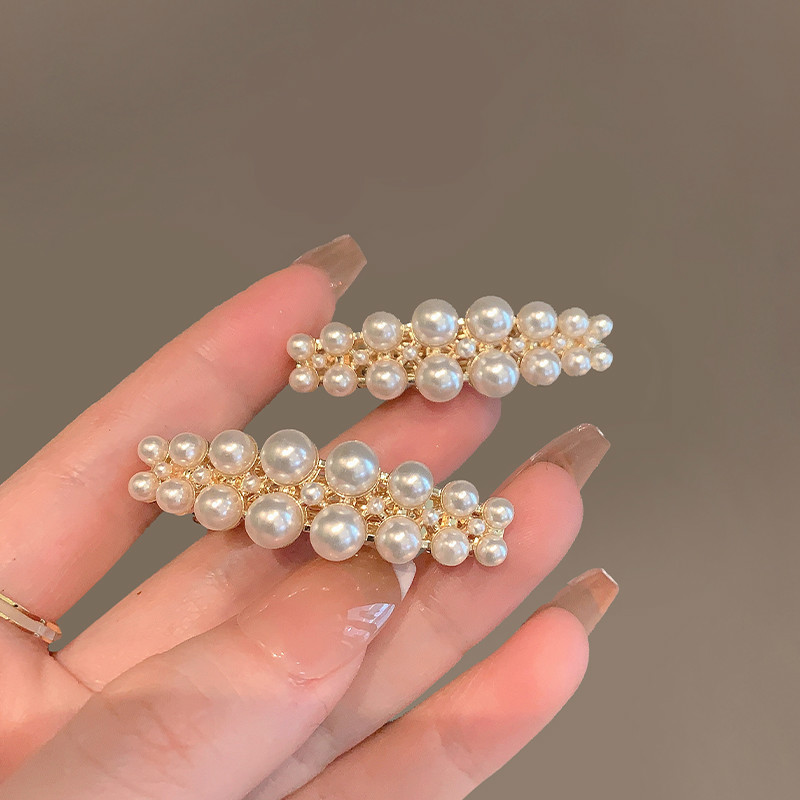 时尚气质珍珠弹簧夹公主刘海对夹