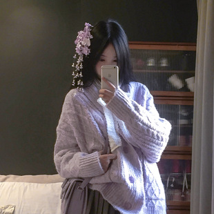 紫色铃兰花朵流苏头花~ 新娘复古侧边夹头饰高级感古风森系发夹女