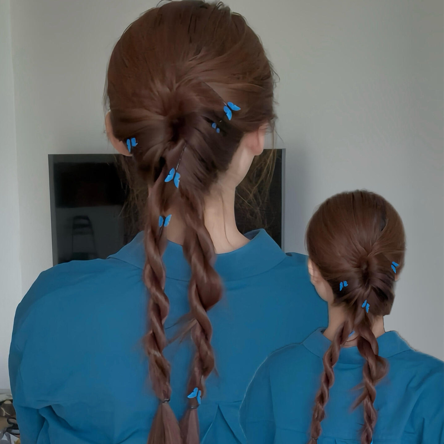 蓝色蝴蝶发夹超仙mini侧边夹