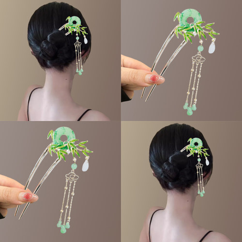 竹叶流苏！平安扣发簪！