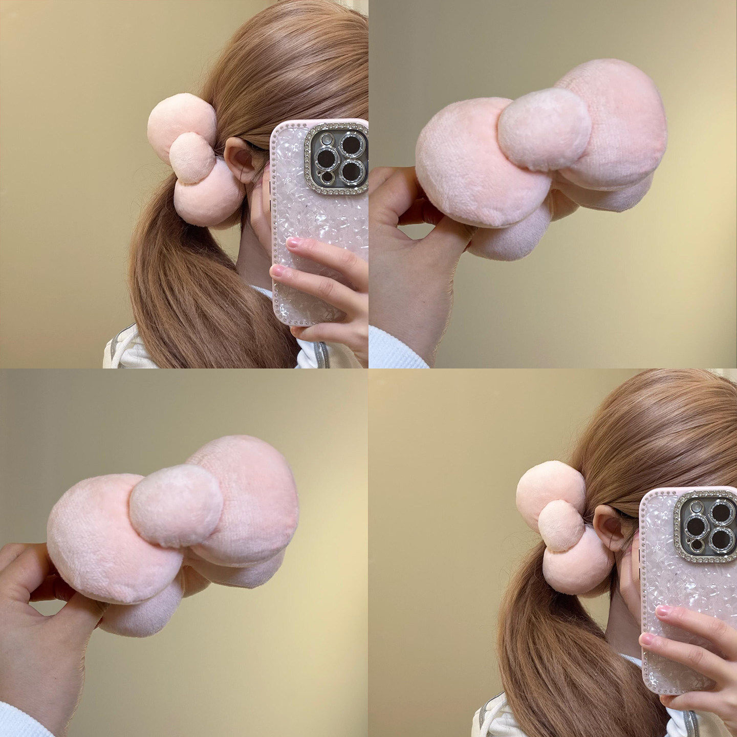 甜美天菜！超可爱粉色丝绒蝴蝶结香蕉夹立体充棉发饰马尾夹侧边夹,饰品/流行首饰/时尚饰品新,发饰,淘宝优惠券,粉丝福利购,淘宝优惠卷