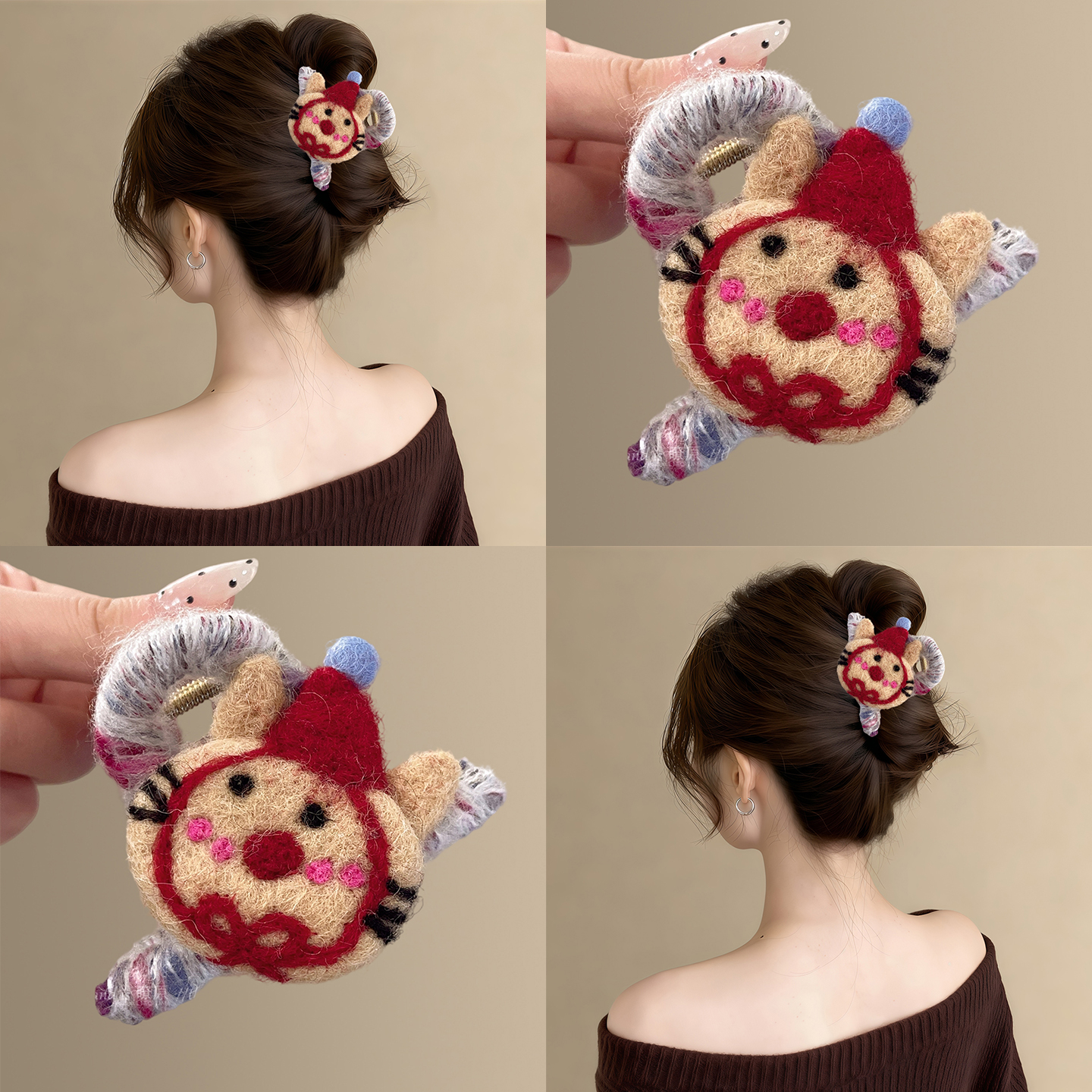 奶黄小猫~秋冬可爱毛毡抓夹