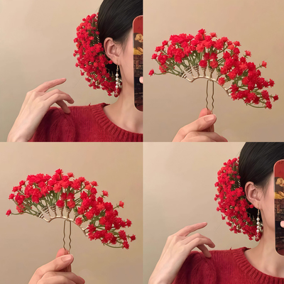 「娇艳漫红」新中式红满天星发簪