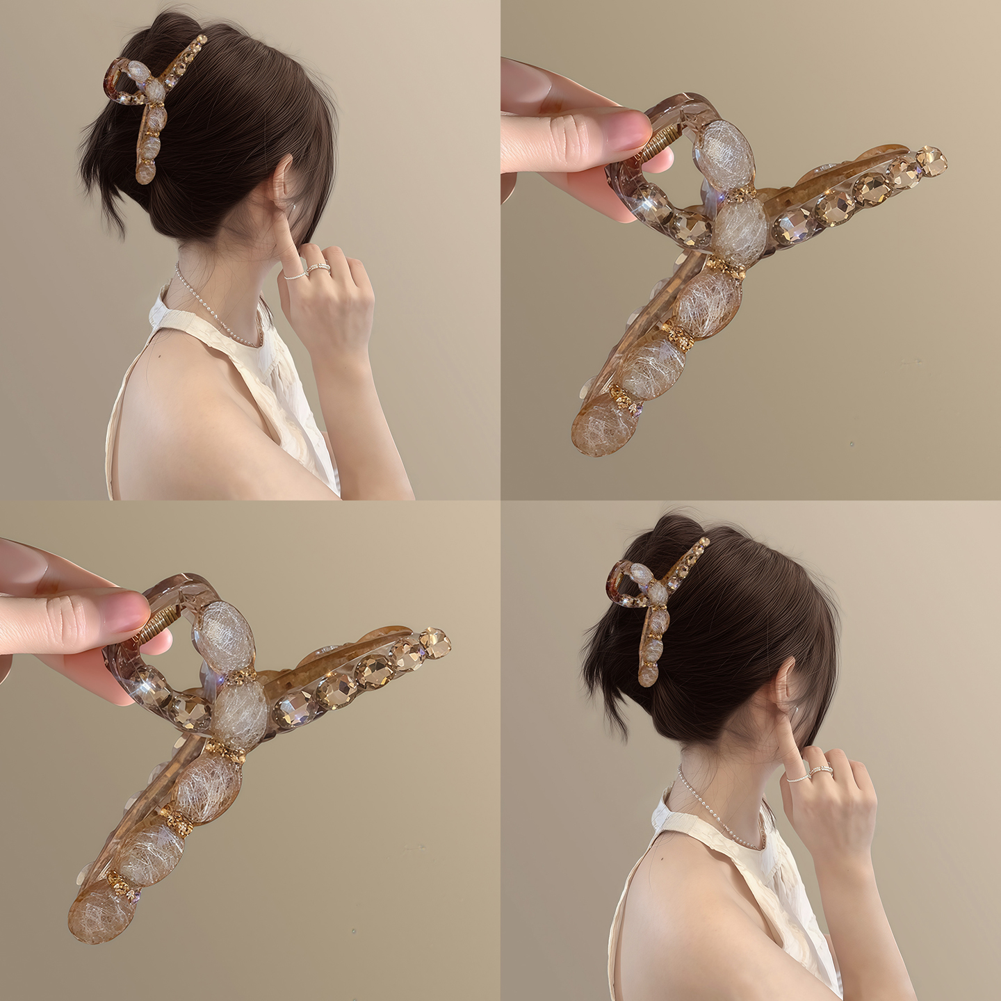 貴氣香檳！優雅水鉆抓夾