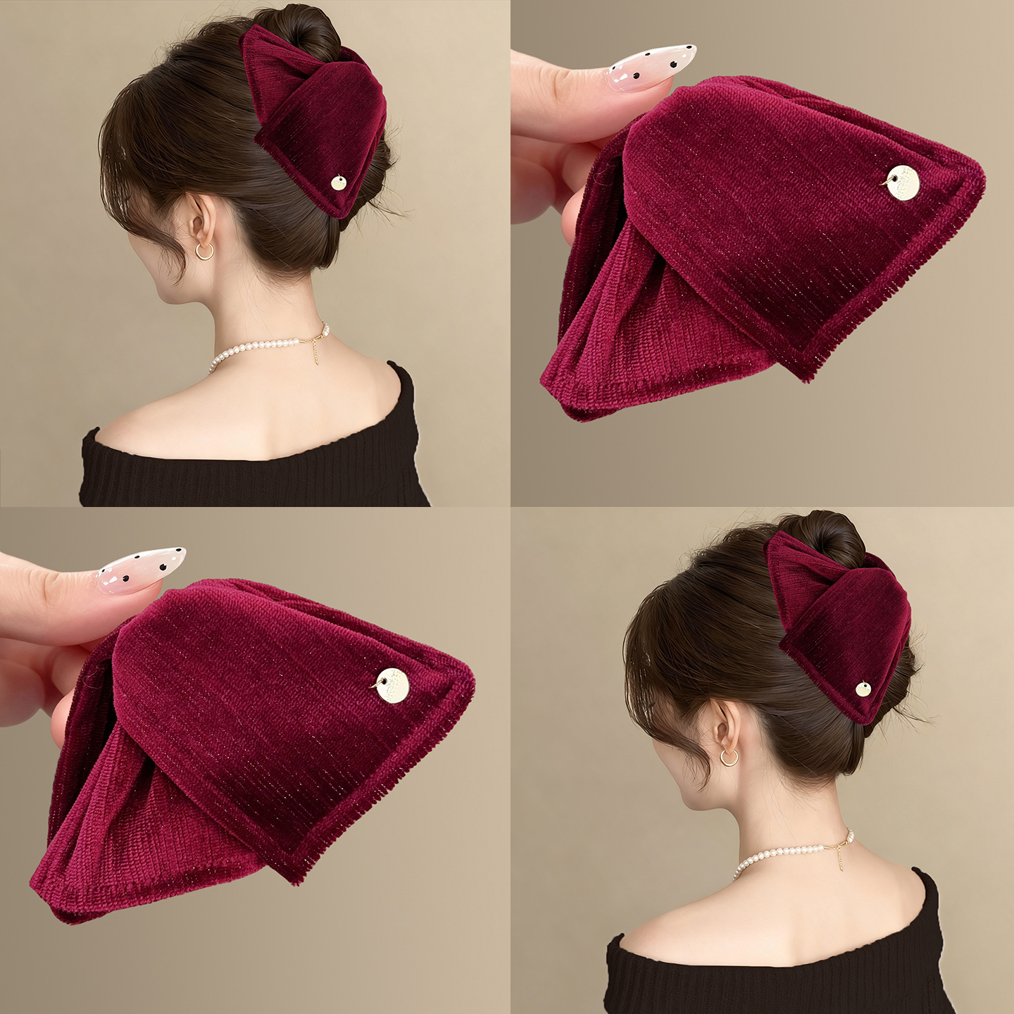 《邂逅华尔兹》酒红金丝绒抓夹