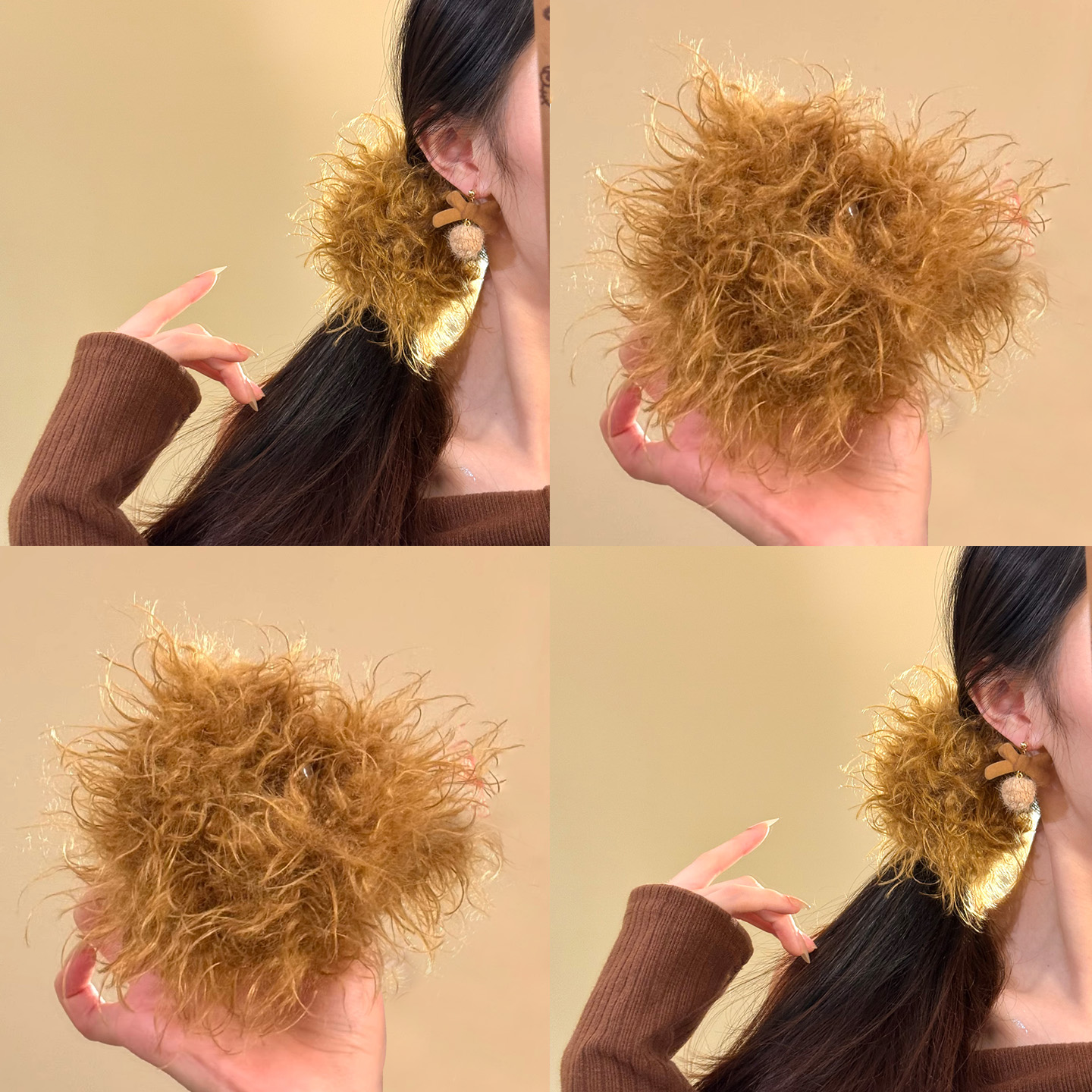 金丝蜜绒~适合秋冬的毛绒发圈