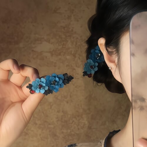洛赋中原｜古典烧蓝牡丹花弹簧夹
