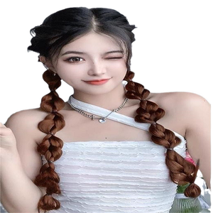 麻花长辫网红泡泡辫假发马尾辫子假发女高马尾俏皮可爱自然灯笼辫