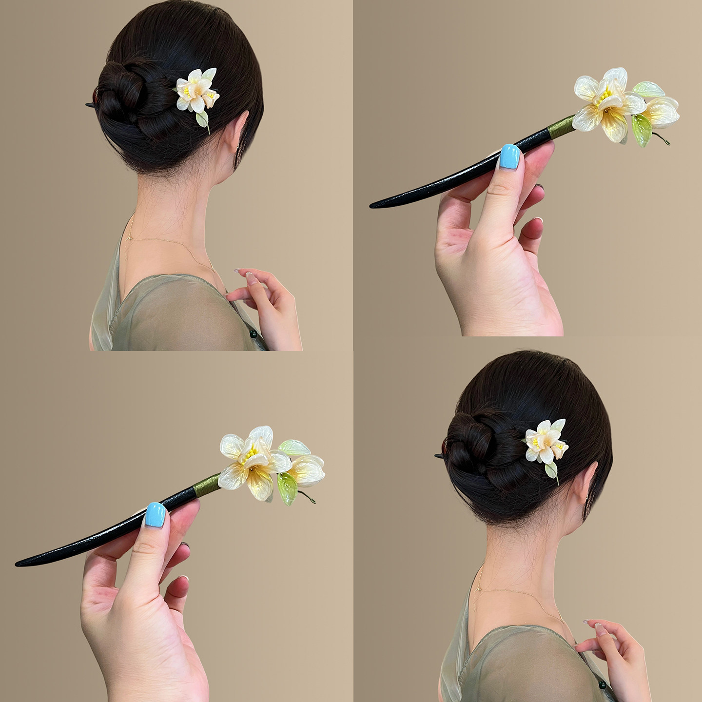 琼浆玉露~古风玉兰花枝发簪~温婉