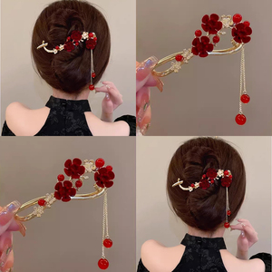 梅花扭扭夹古风精致高级感一字夹女后脑勺夏季气质盘发抓夹发夹