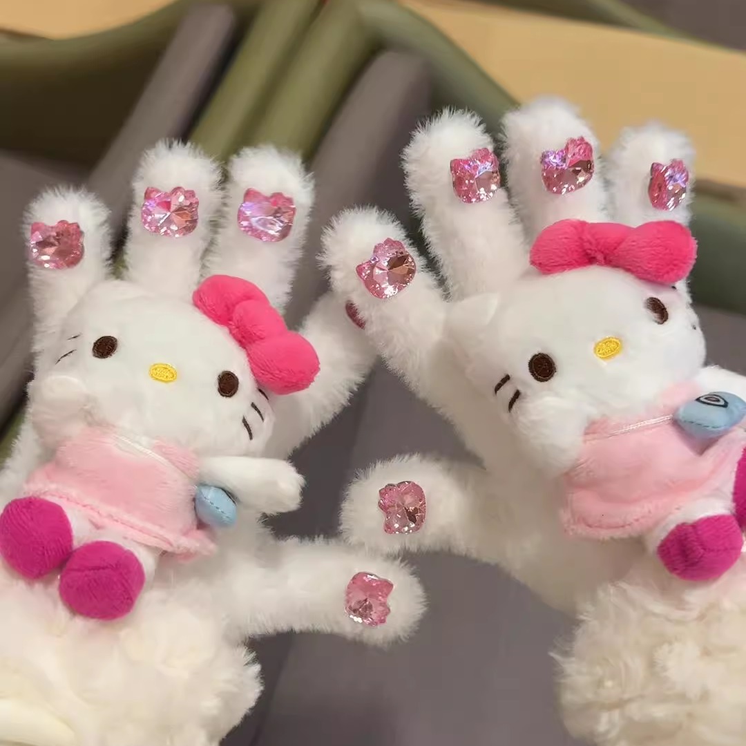 Kitty猫真的太可爱啦~毛绒手套