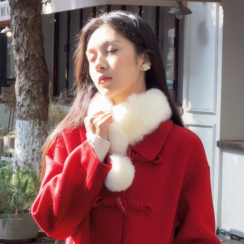 加绒保暖围脖女保暖毛领毛绒围巾