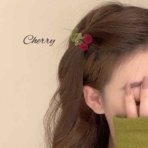 植绒可爱小樱桃发夹小夹子头饰