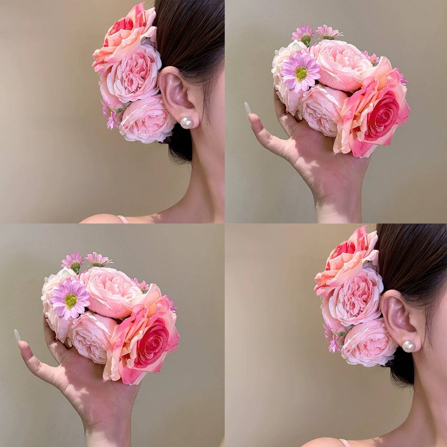 容芍含柔~赵露思同款粉花朵发夹