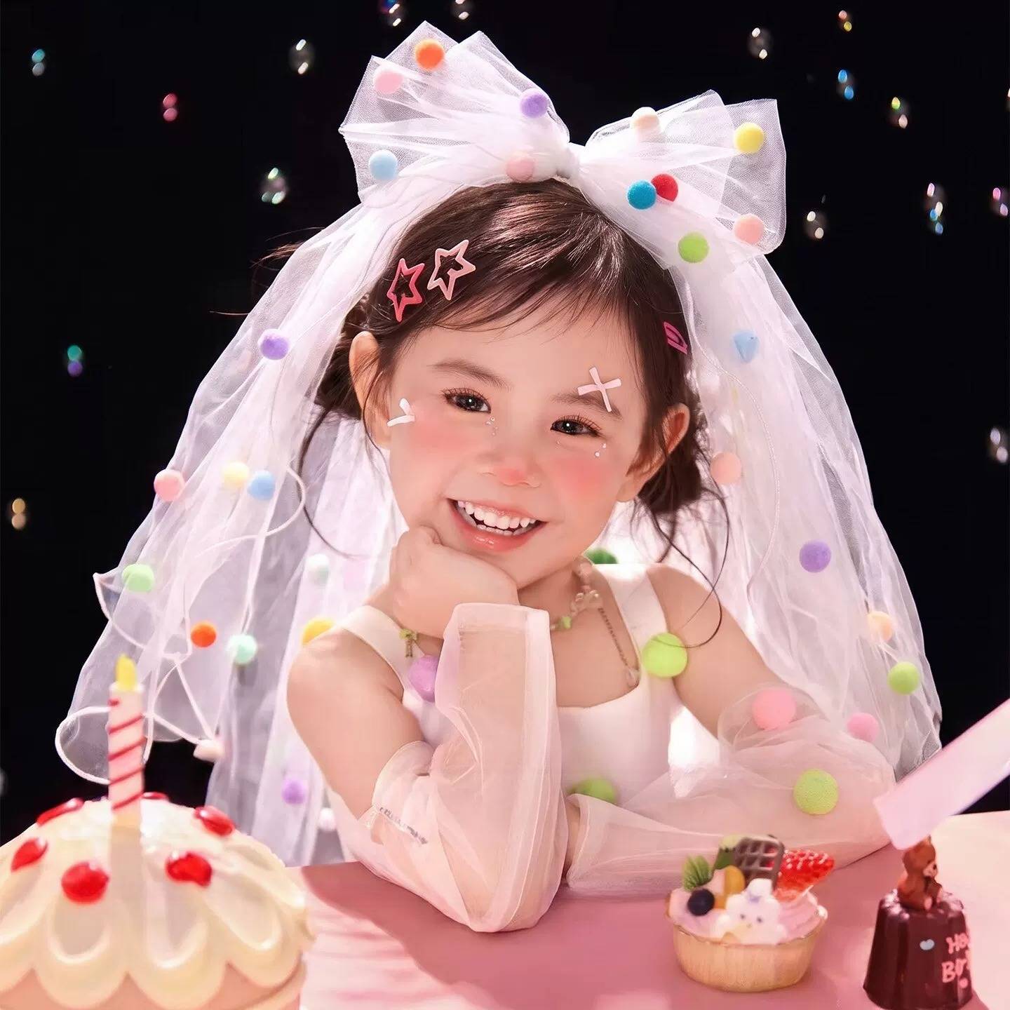 甜美多巴胺彩色头饰儿童宝宝生日