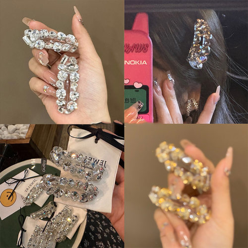 闪钻发夹银色超闪网红ins侧边夹