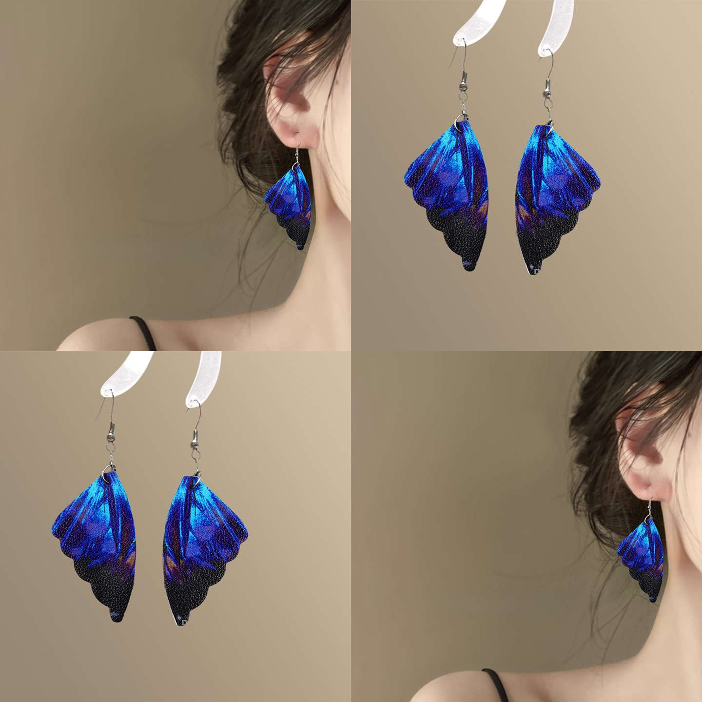 「冰蚕破蓝」复古孔蓝蝴蝶耳环