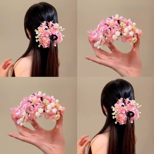 春日花仙~氛围感粉色花朵抓夹