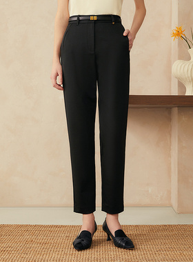 【美丽诺羊毛】YINER音儿春季质感小脚裤法式休闲裤:8C35120170