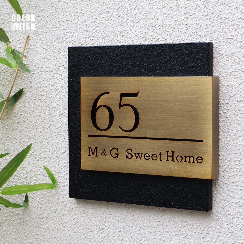 火烧石金属户外防雨别墅入户门装饰家用门牌号高级感轻奢创意定制