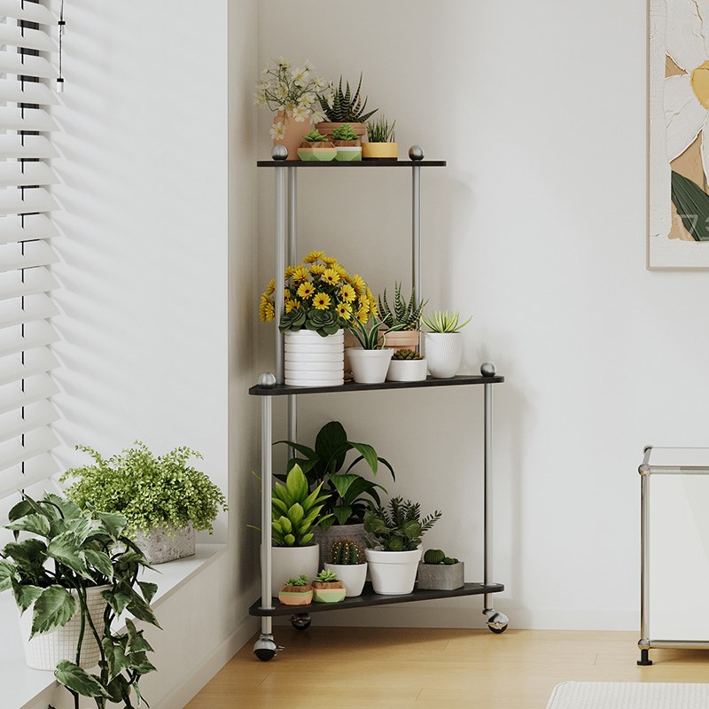 多层阳台落地式花架高级感可移动转角置物架家用铁艺多肉花盆托架