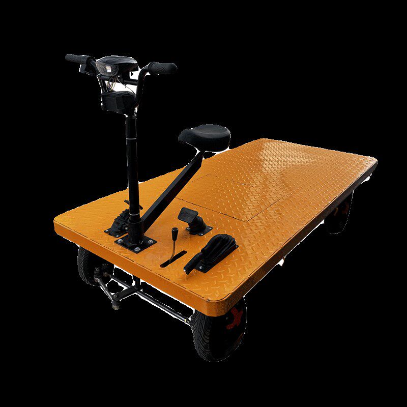 电动平板车工地拉货载重四轮倒骑驴仓库运输车锂电手推摆摊搬运车