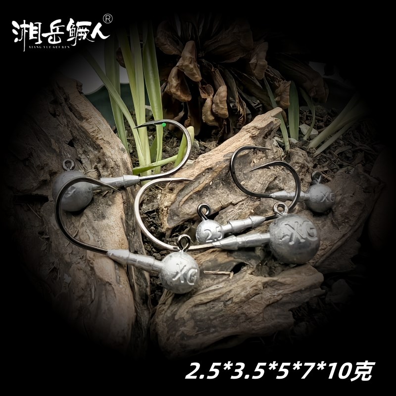 湘岳鳜人短柄加宽大钩门压铸铅头钩5倍加强打扁钩条路亚鳜鱼巨物