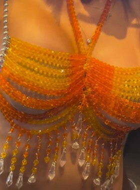 L5057Y欧美vest时尚beaded Bra 上衣小背心身体链胸链实拍