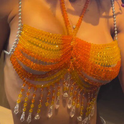 L5057Y欧美vest时尚beaded Bra 上衣小背心身体链胸链实拍